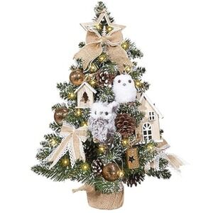 WBHome 1.8 FT Pre-lit Decorated Tabletop Christmas Tree with Owls & Other Deco